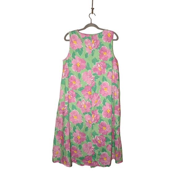 URBAN REVIVO $129 V-Neck Sleeveless Trapeze Midi Dress Pink Floral Print US 10 - Picture 2 of 4